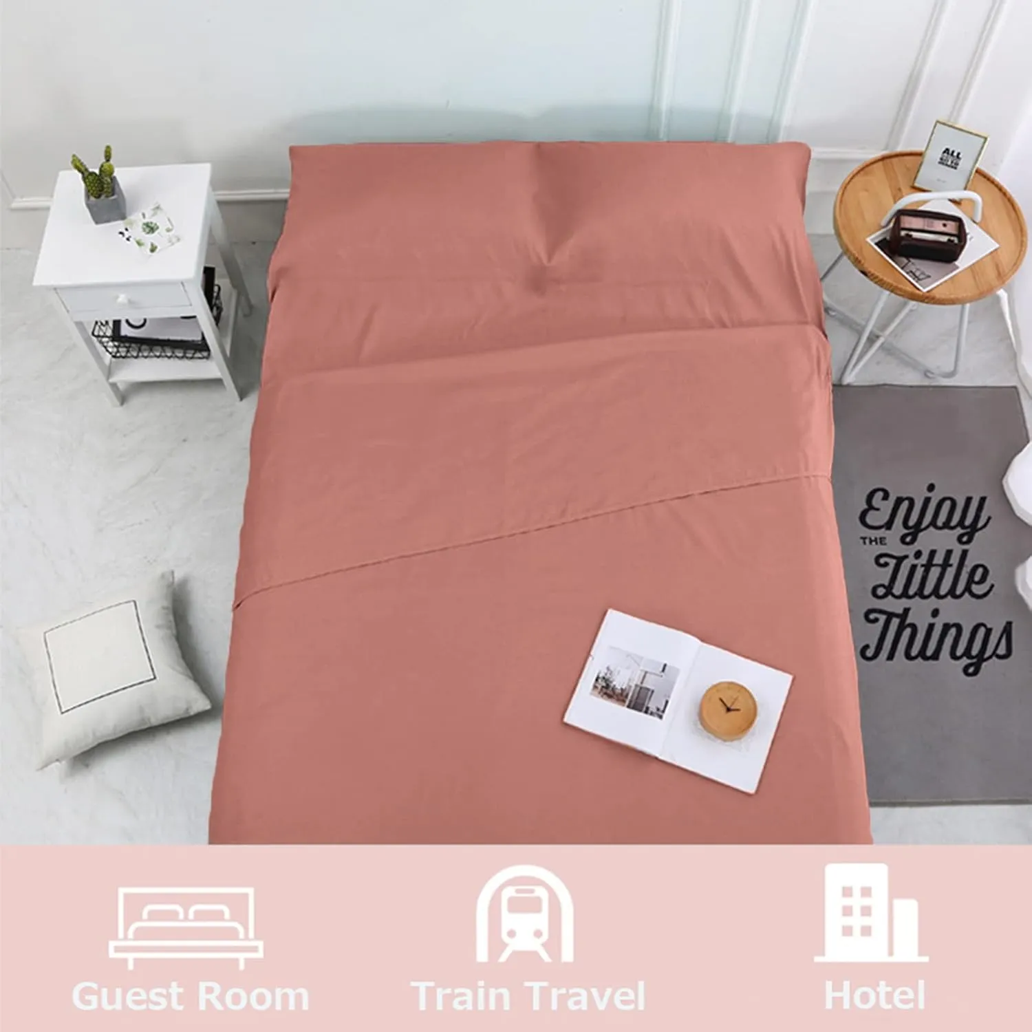 Sleeping Bag Liner, Lightweight Portable, Soft Travel and Camping Sheet, with Compact and Carry Bag, for Travel, Hotel