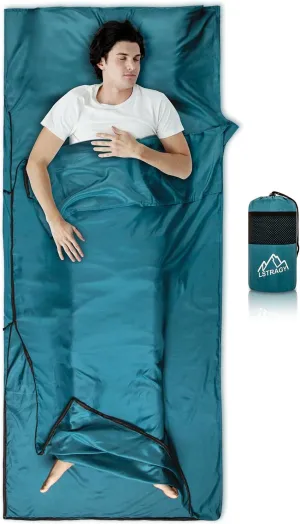 Sleeping Bag Liner,14oz Ultralight Sefl Tan Sleep Sack with 2 Way Zipper, Expose Feet Separately, Adult Sleep Sack & Travel Sheets for Camping, Hiking, Traveling Backpacking,Hotel