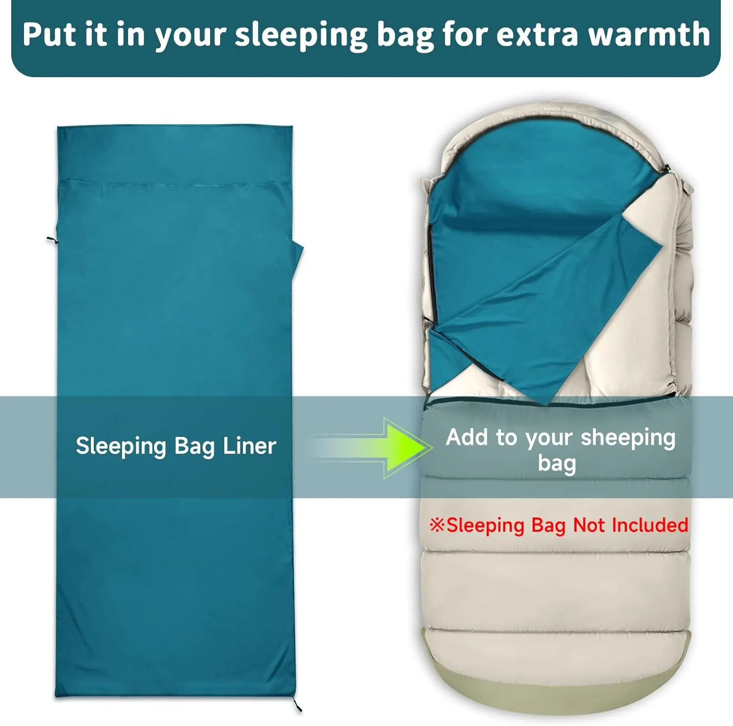 Sleeping Bag Liner,14oz Ultralight Sefl Tan Sleep Sack with 2 Way Zipper, Expose Feet Separately, Adult Sleep Sack & Travel Sheets for Camping, Hiking, Traveling Backpacking,Hotel