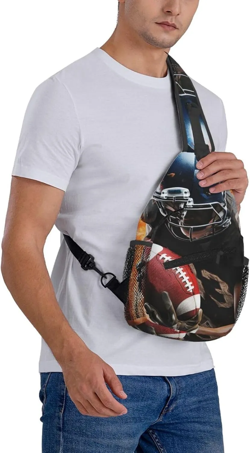 Sling Backpack Bag for Men Cool American Football Cross Chest Bag Crossbody Shoulder Bag Travel Hiking Daypack