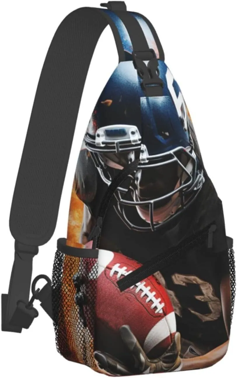 Sling Backpack Bag for Men Cool American Football Cross Chest Bag Crossbody Shoulder Bag Travel Hiking Daypack