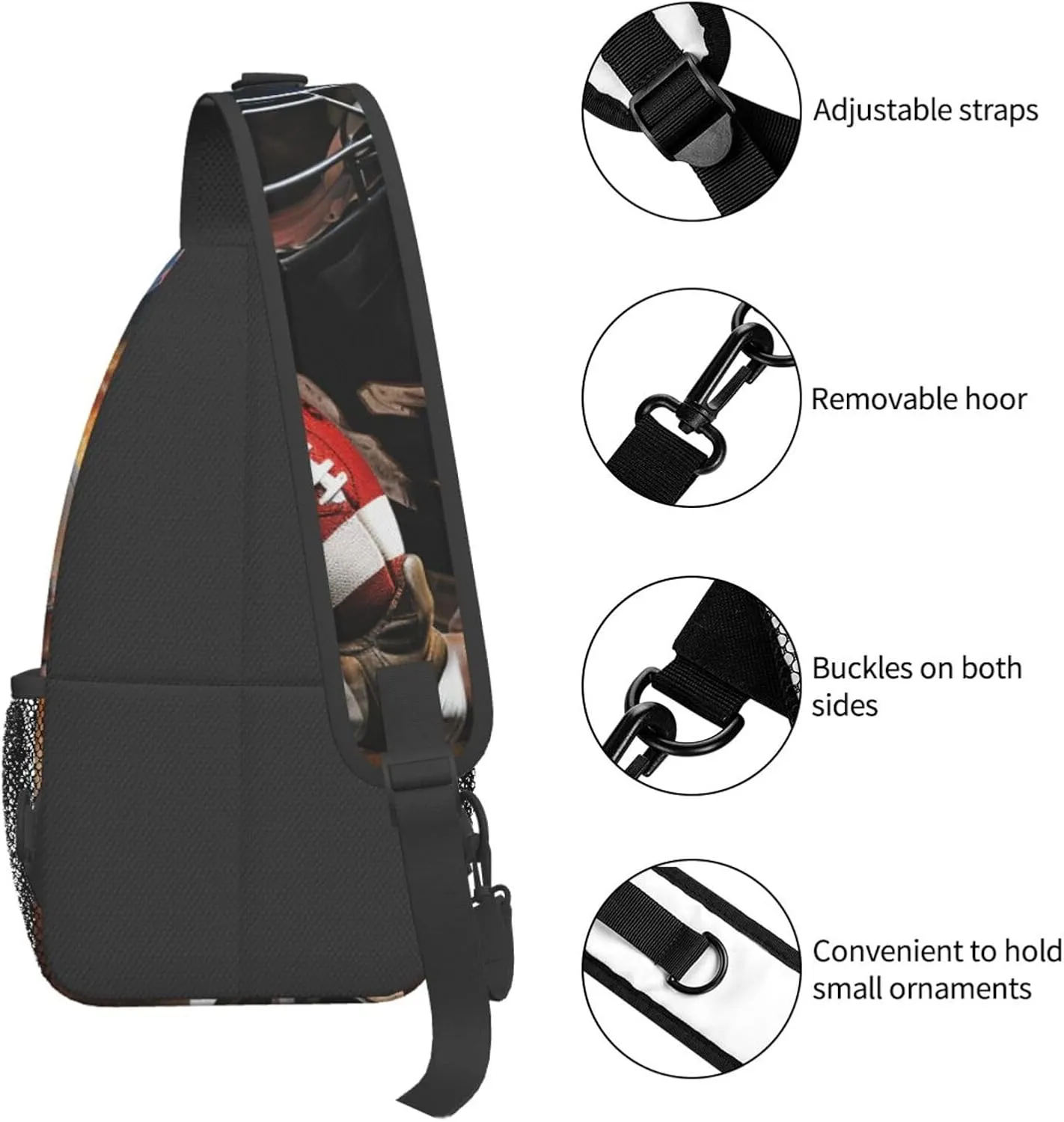 Sling Backpack Bag for Men Cool American Football Cross Chest Bag Crossbody Shoulder Bag Travel Hiking Daypack