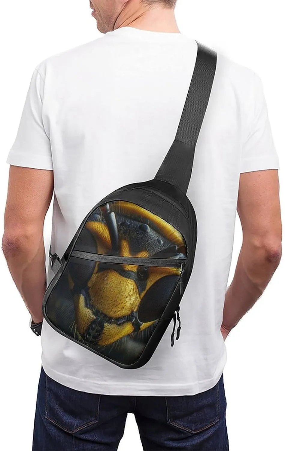 Sling Backpack Crossbody for Man Woman Black Wasp Face Cross Body Adjustable Chest Bag