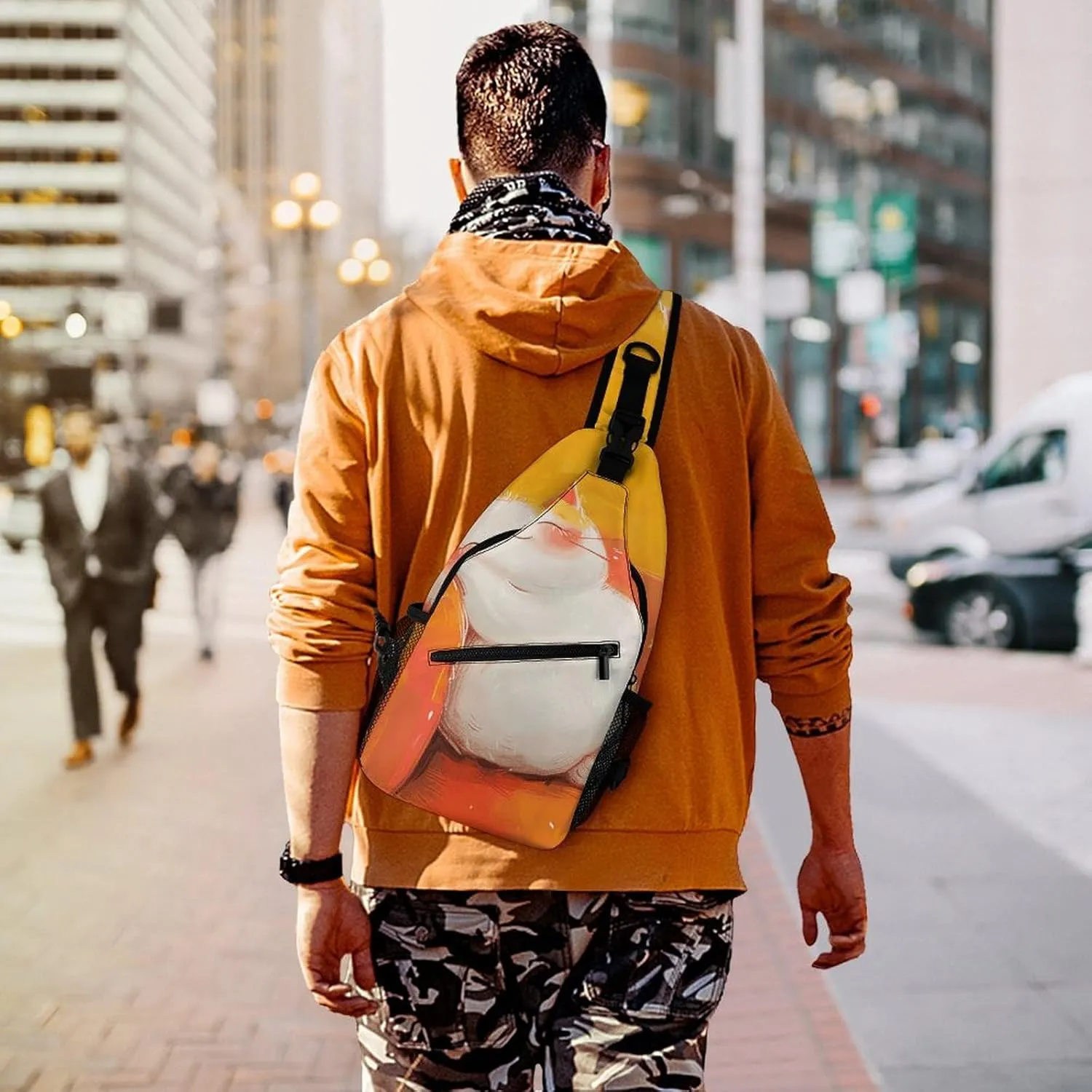 Sling Backpack Crossbody for Man Woman Cat with Red Cheeks Cross Body Adjustable Chest Bag