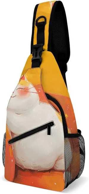 Sling Backpack Crossbody for Man Woman Cat with Red Cheeks Cross Body Adjustable Chest Bag