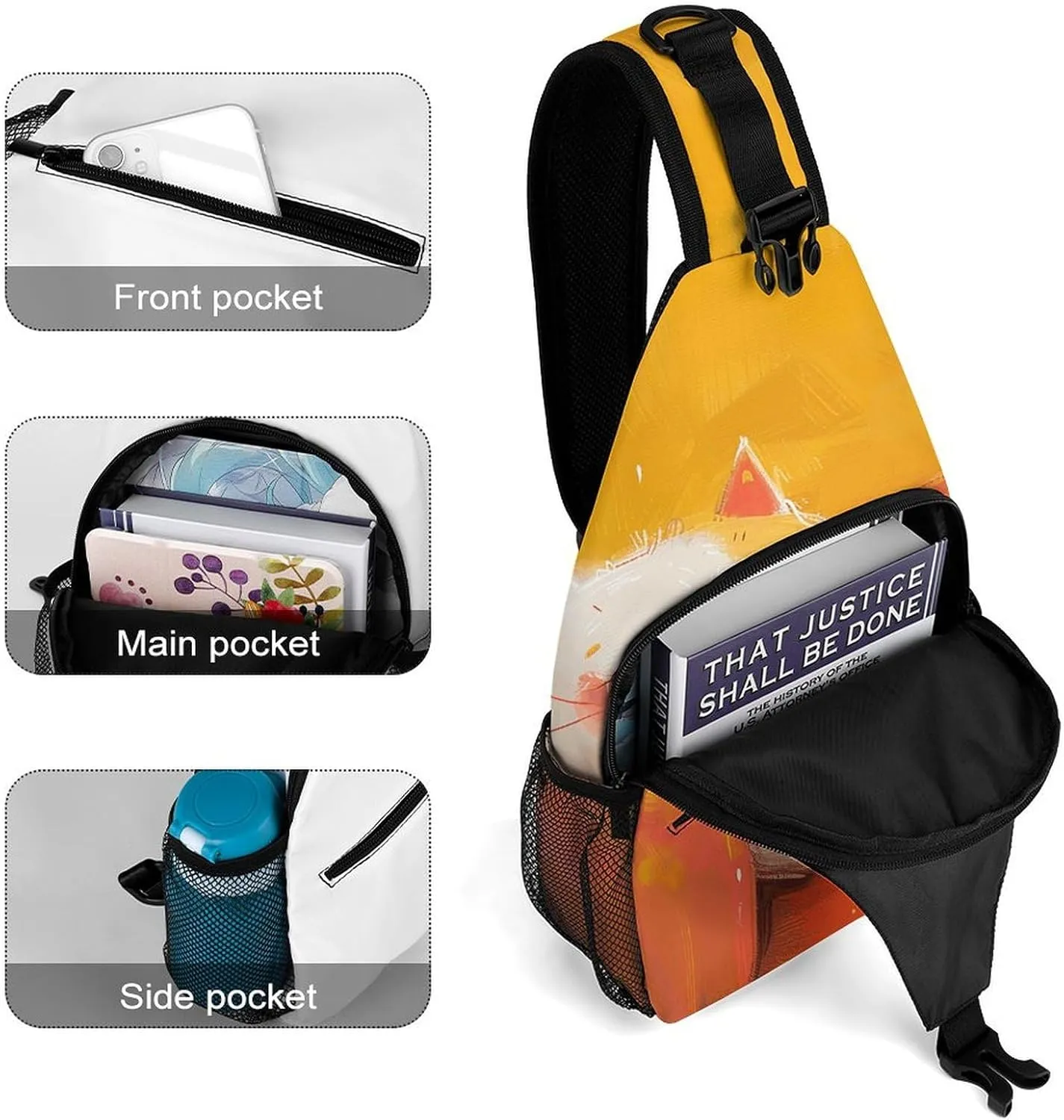 Sling Backpack Crossbody for Man Woman Cat with Red Cheeks Cross Body Adjustable Chest Bag