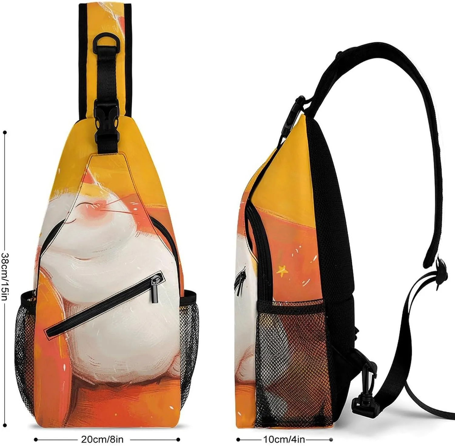 Sling Backpack Crossbody for Man Woman Cat with Red Cheeks Cross Body Adjustable Chest Bag