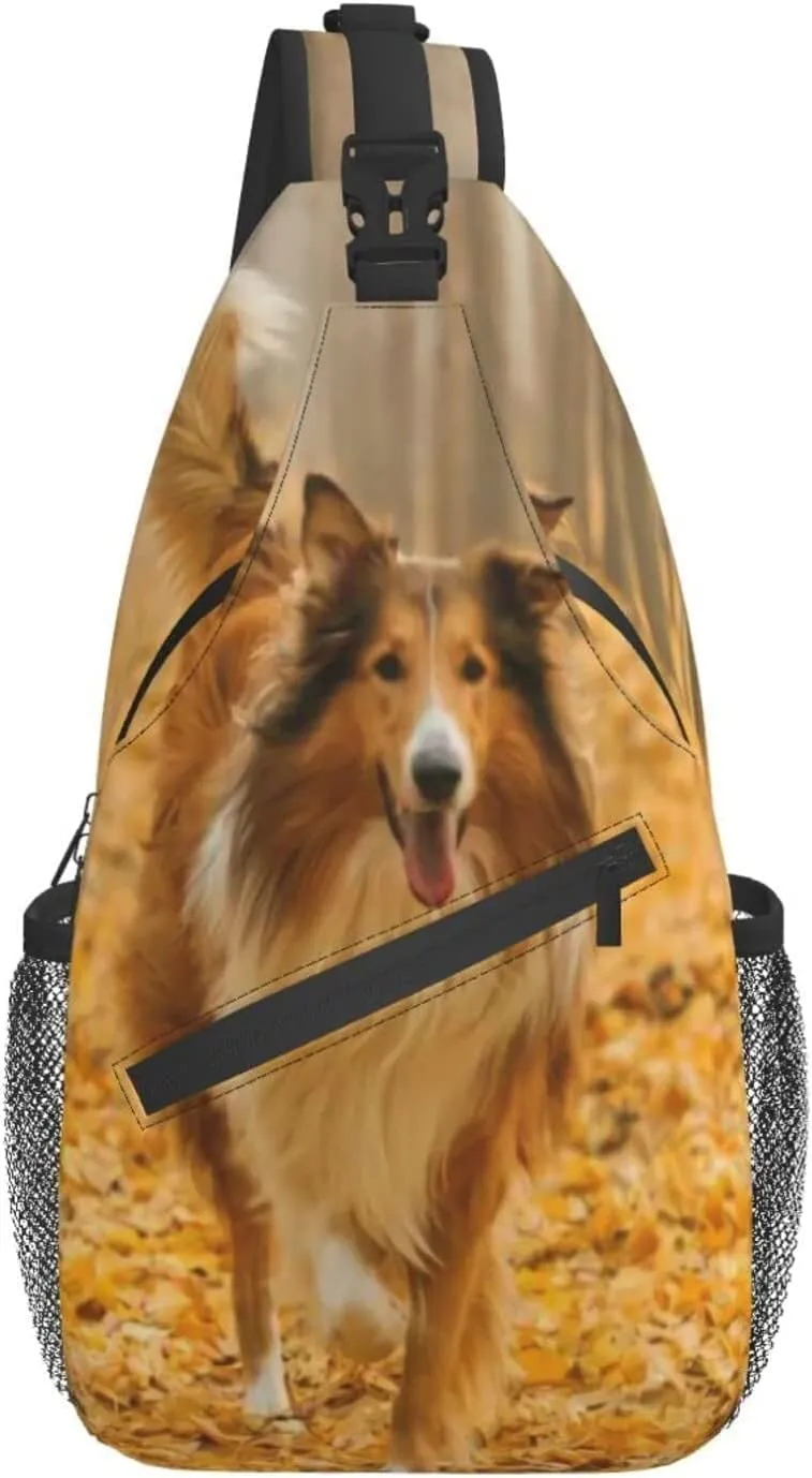 Sling Backpack Fashion Crossbody Shoulder Bags-Rough Collie Dog Chest Bag Casual Daypack for Men Women