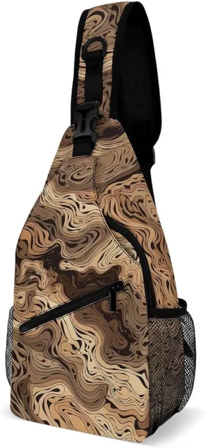 Sling Bag Black Outline Printed Sling Backpack Multipurpose Crossbody Shoulder Bag Urban Outdoor Travel Hiking Daypack for Women Men, 38x20cm