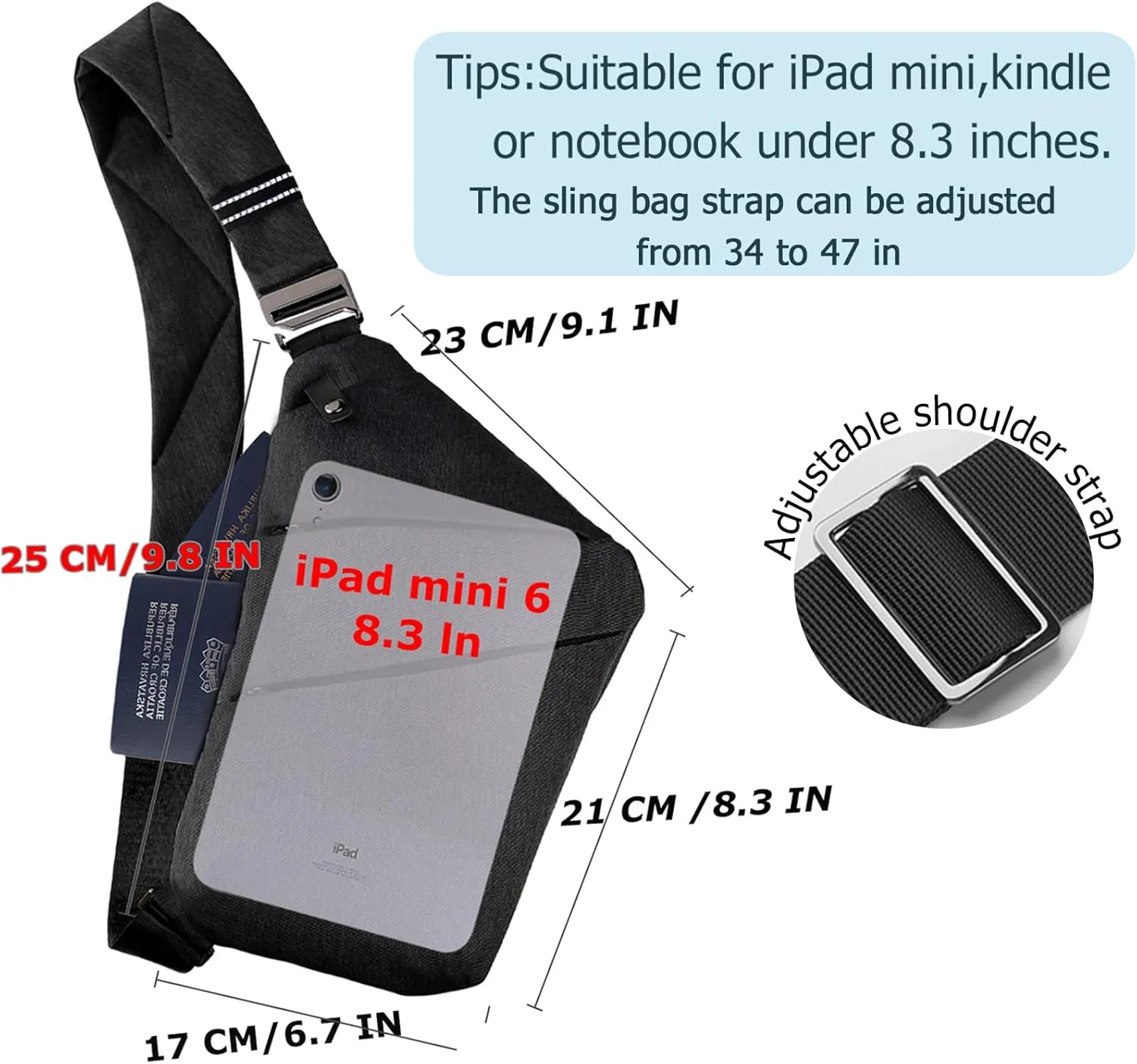 Sling Bag Cross Body Bag, Anti Theft Crossbody Bags for Travel Lightweight Chest Shoulder Bags for Women Men