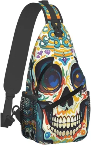 Sling Bag Crossbody Backpack for Men Women Cool Skull Graphics3 Chest Bag Crossbody Bag for Travel Sport Running