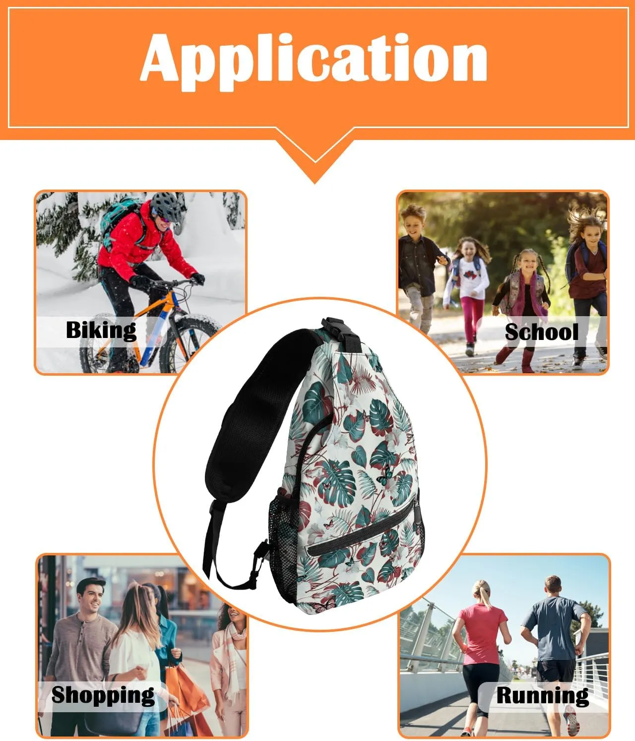 Sling Bag Crossbody Bag for Women Men Waterproof Hiking Backpack Lightweight Chest Shoulder Bag Daypack for Travel