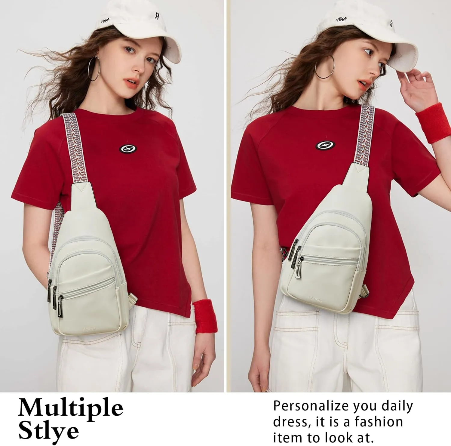 Sling Bag Crossbody Bags for Women for Travel, 3.5 x 10.5 x 6(L x H x W),Adjustable Straps 22.5 to 44 inch