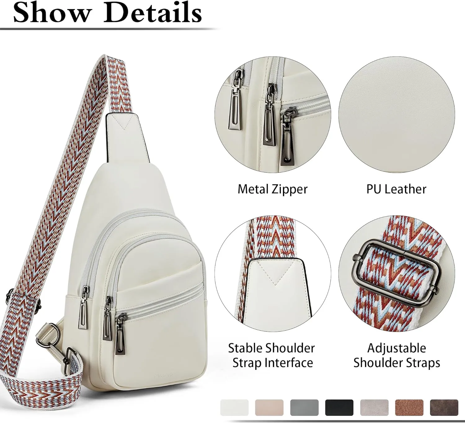 Sling Bag Crossbody Bags for Women for Travel, 3.5 x 10.5 x 6(L x H x W),Adjustable Straps 22.5 to 44 inch