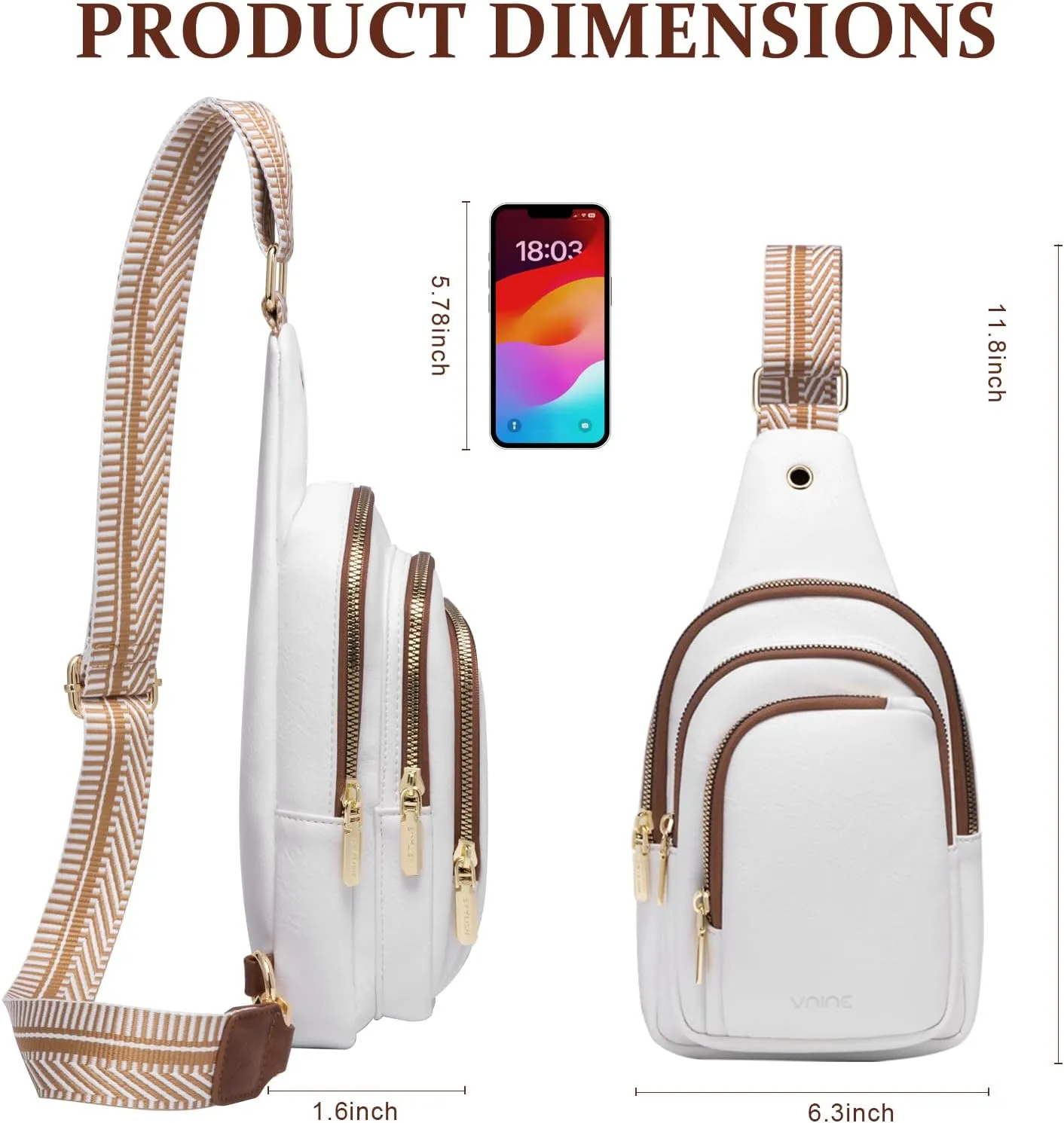 Sling Bag Crossbody Bags for Women: Leather Small Sling Backpack with 3 Pocket Fanny Packs Chest Bag for Dating Travel