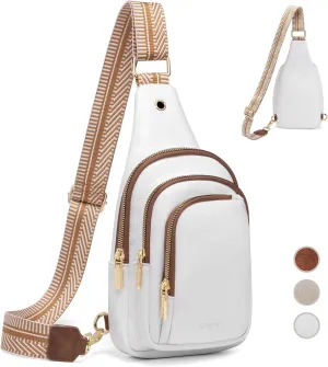 Sling Bag Crossbody Bags for Women: Leather Small Sling Backpack with 3 Pocket Fanny Packs Chest Bag for Dating Travel