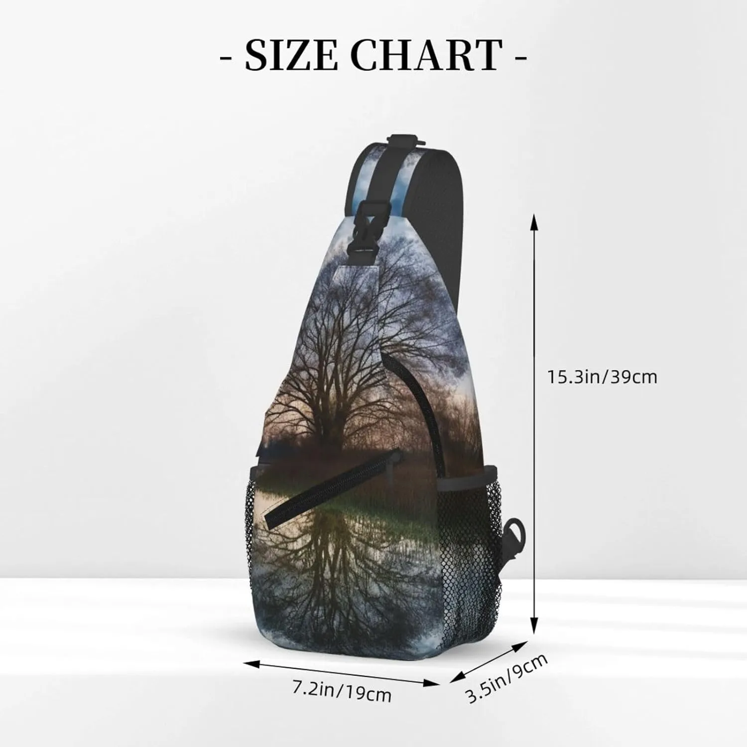 Sling Bag Crossbody Sling Backpack for Men Women Tree reflection Cross Chest Bag Travel Hiking Daypack