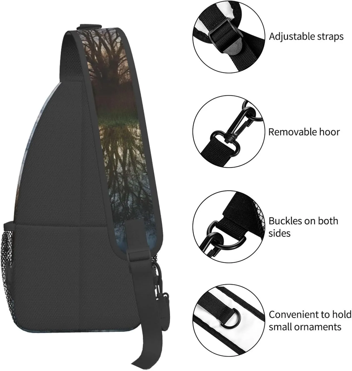 Sling Bag Crossbody Sling Backpack for Men Women Tree reflection Cross Chest Bag Travel Hiking Daypack