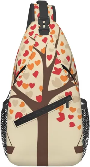 Sling Bag Crossbody Sling Backpack for Men Women Tree with Birds on Swing Cross Chest Bag Travel Hiking Daypack