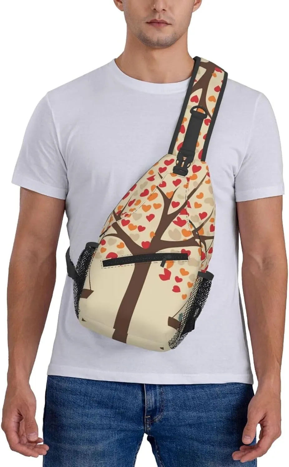 Sling Bag Crossbody Sling Backpack for Men Women Tree with Birds on Swing Cross Chest Bag Travel Hiking Daypack