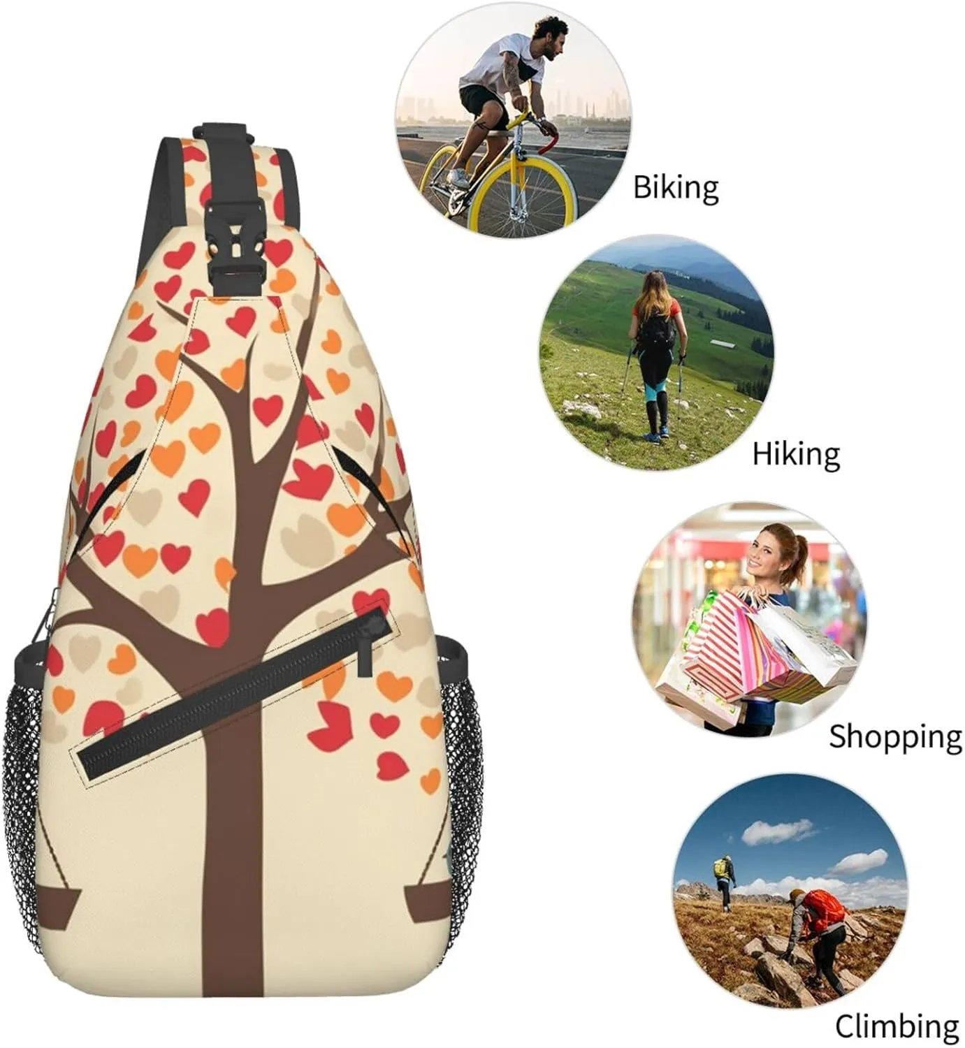 Sling Bag Crossbody Sling Backpack for Men Women Tree with Birds on Swing Cross Chest Bag Travel Hiking Daypack