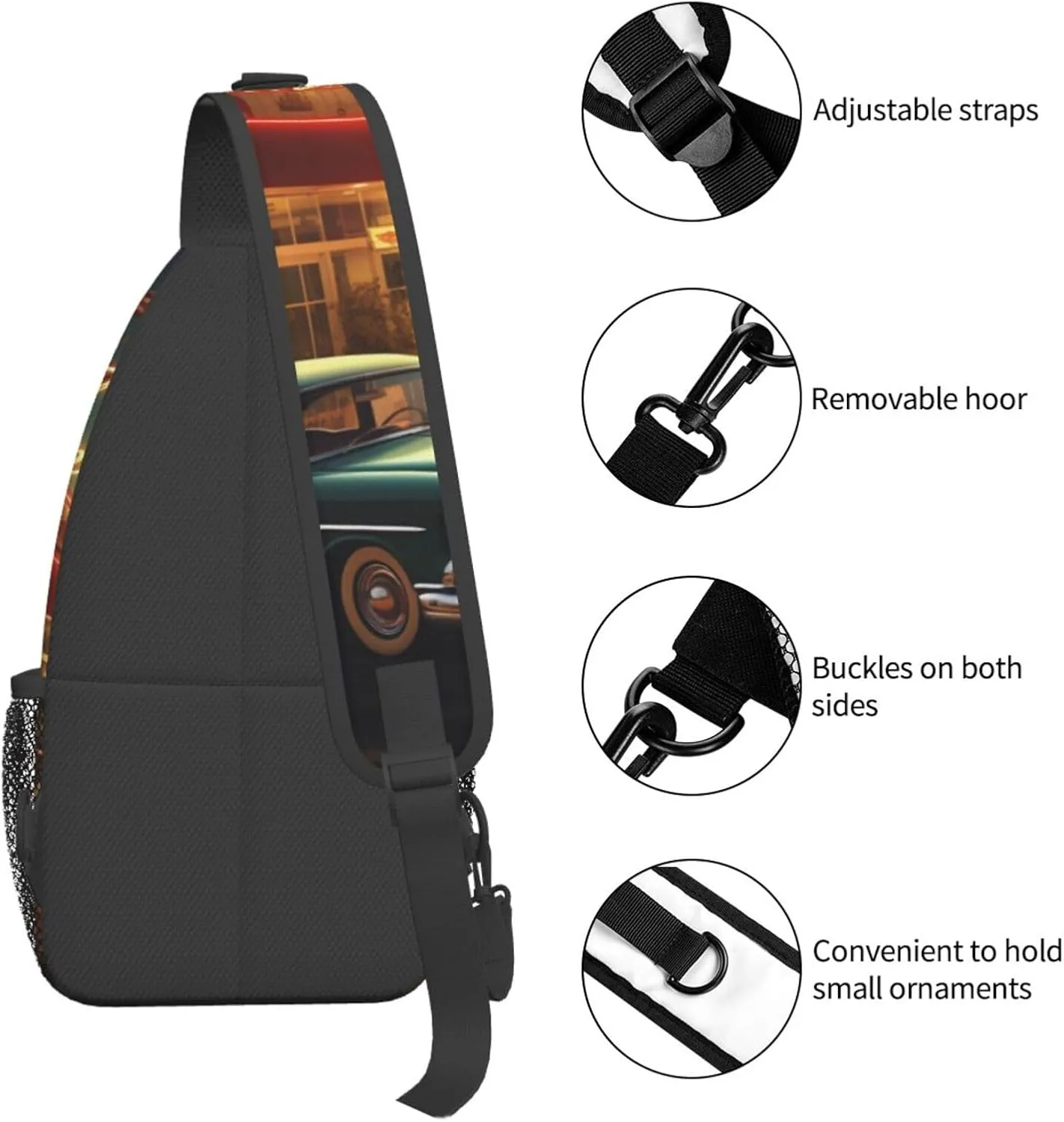 Sling Bag Crossbody Sling Backpack for Men Women Vintage Eatery Dinner Cross Chest Bag Travel Hiking Daypack