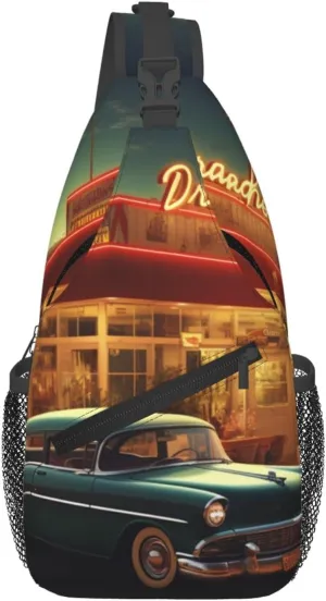 Sling Bag Crossbody Sling Backpack for Men Women Vintage Eatery Dinner Cross Chest Bag Travel Hiking Daypack