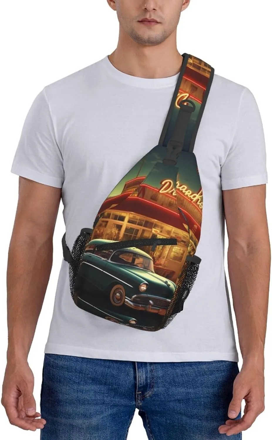 Sling Bag Crossbody Sling Backpack for Men Women Vintage Eatery Dinner Cross Chest Bag Travel Hiking Daypack