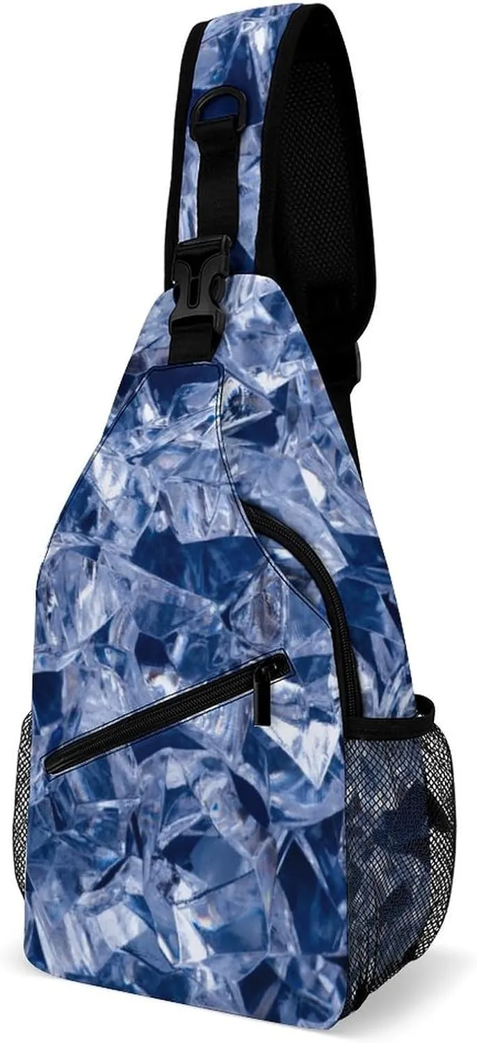 Sling Bag Crushed Ice Surface Crossbody Backpack with Anti Theft Adjustable Shoulder Bag for Travel,Hiking,Cycling,Camping