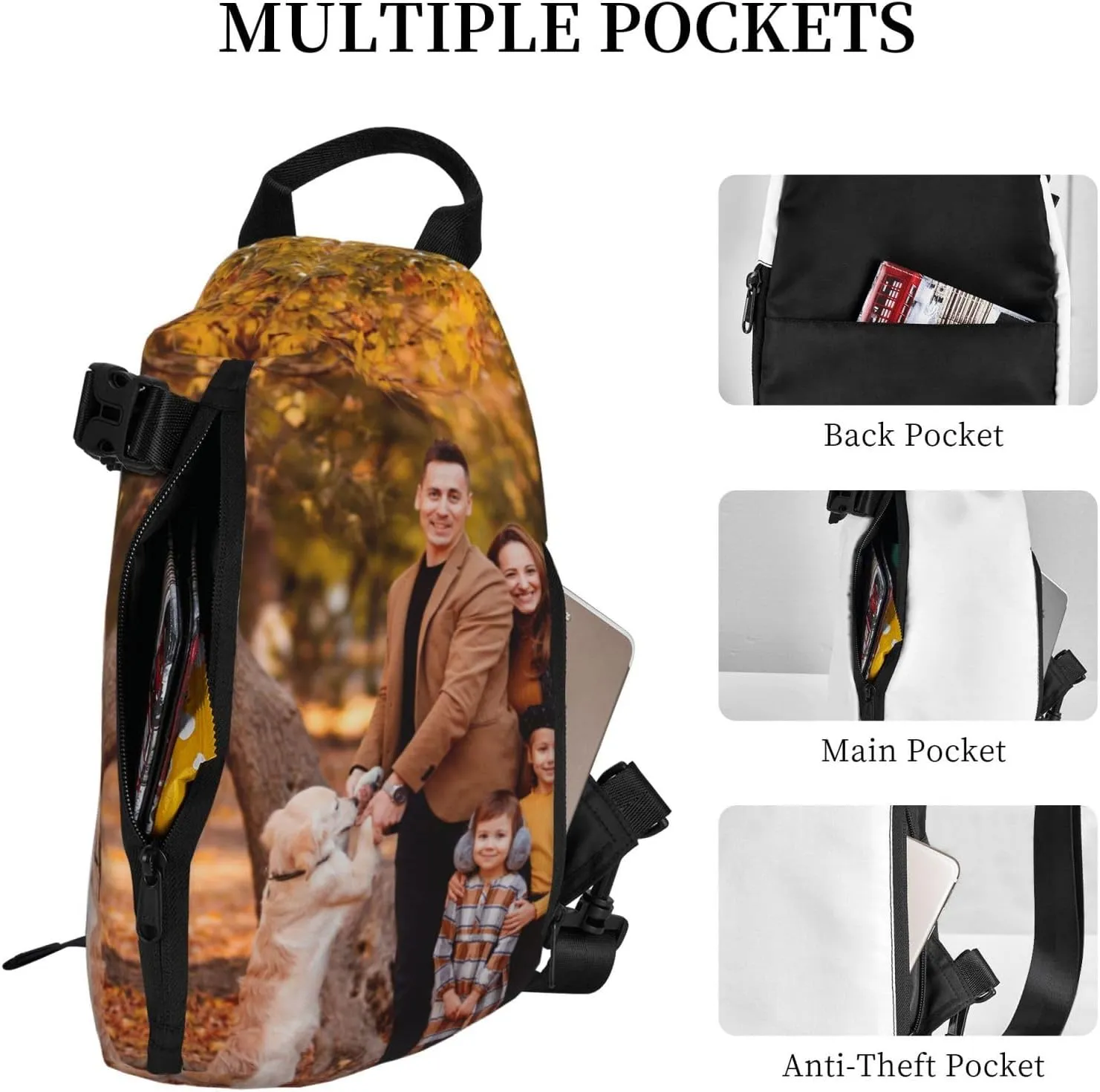 Sling Bag Custom Bag Personalized Crossbody Bags for Men Women Chest Bag Travel Hiking Daypack