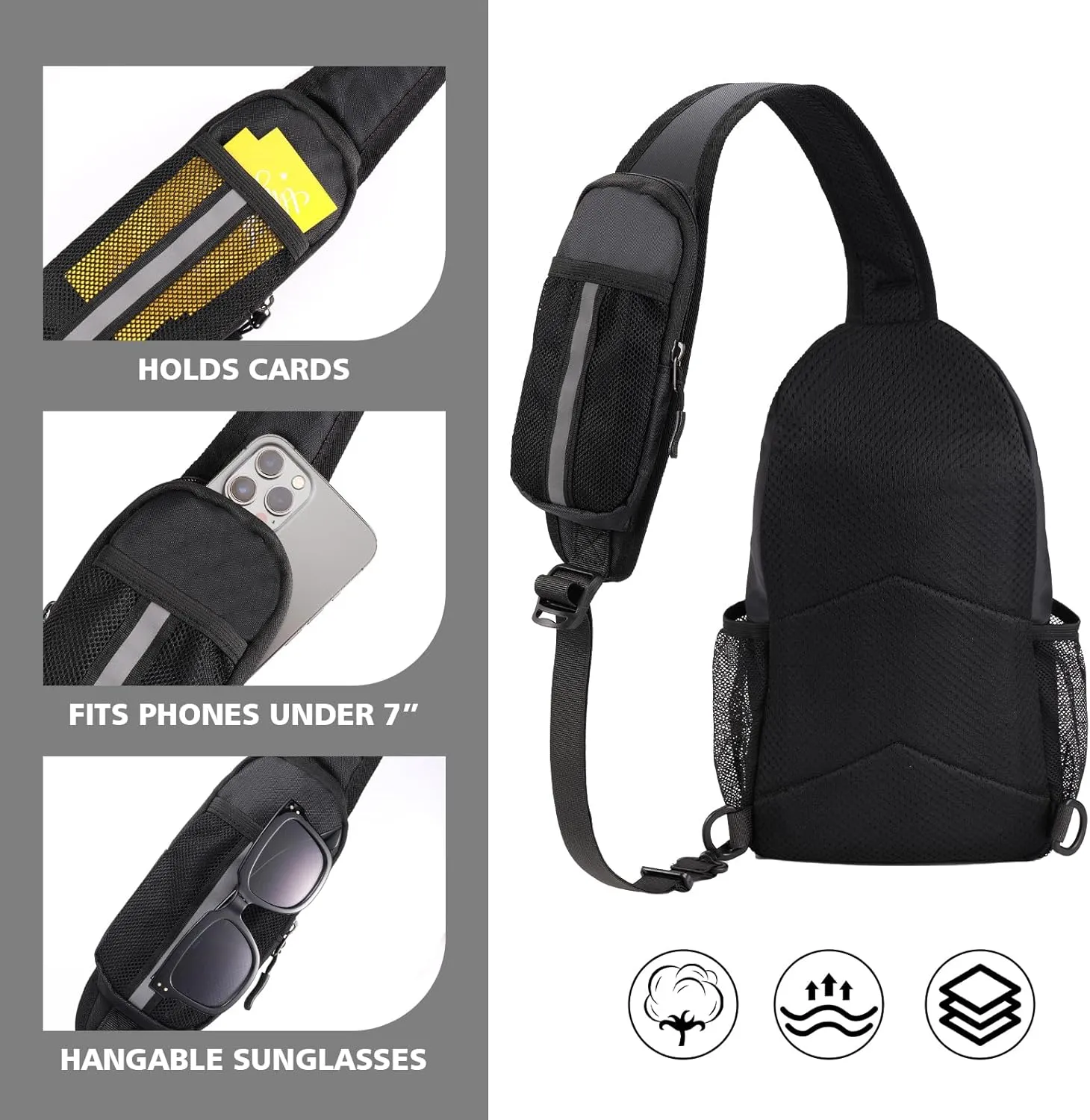 Sling Bag for men Crossbody Shoulder Backpack Chest Bag Travel Hiking Daypack