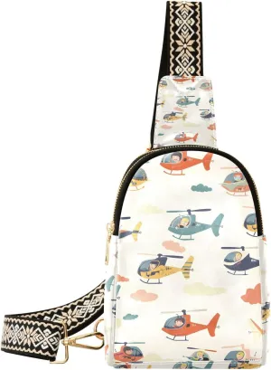 Sling Bag for Women Aircraft Doodle Crossbody Bag Backpack Purse Small Cross Body Bags Travel Shoulder Bags Multipurpose Chest Bag