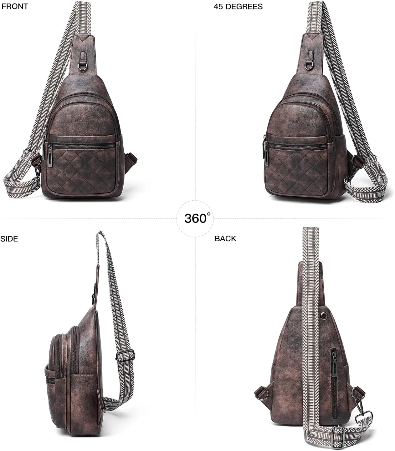 Sling Bag For Women Fanny Pack Crossbody Travel Shoulder Belt Bags Tote Backpack Purse Faux Leather