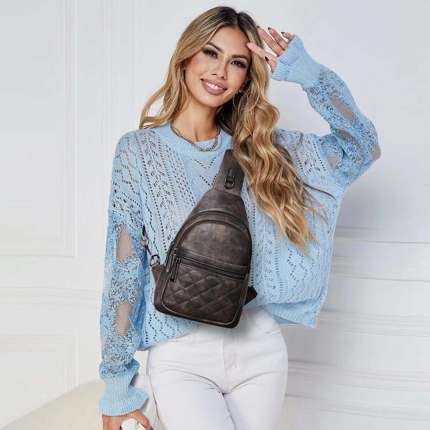 Sling Bag For Women Fanny Pack Crossbody Travel Shoulder Belt Bags Tote Backpack Purse Faux Leather
