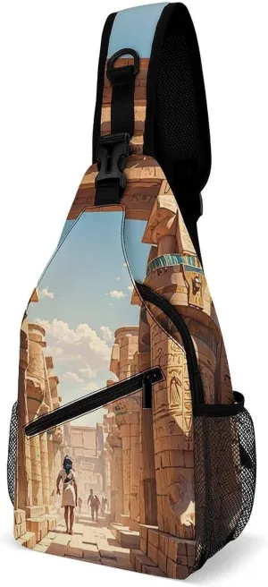Sling Bag for Women Men Chest Bag Classic Egyptian History Crossbody Bag Small Sling Backpack Daypack Fanny Packs