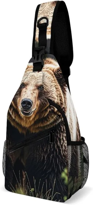 Sling Bag for Women Men Chest Bag Grizzlies And Brown Bears in The Jungle Crossbody Bag Small Sling Backpack Daypack Fanny Packs