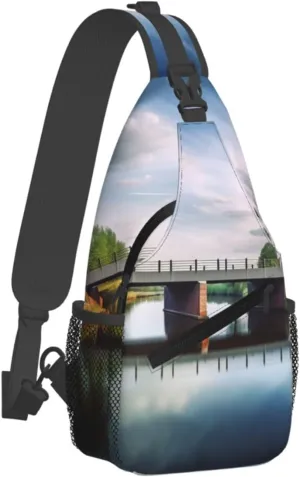 Sling Bag for Women Men Chest Bag Netherlands Landscape Bridge Crossbody Bag Small Sling Backpack Fanny Packs Hiking Daypack