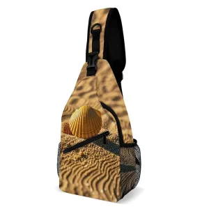 Sling Bag for Women Men Chest Bag Small Shells on A Golden Sandy Beach Crossbody Bag Small Sling Backpack Daypack Packs/481