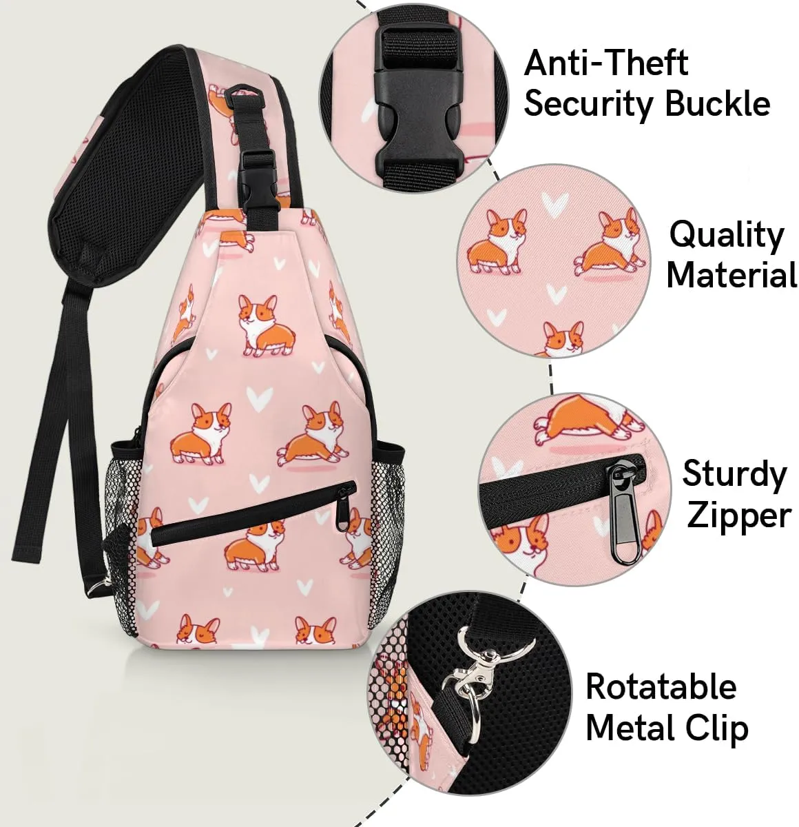 Sling Bag for Women Men Chest Shoulder Backpack Multipurpose Crossbody Bag Lightweight Travel Hiking Daypack