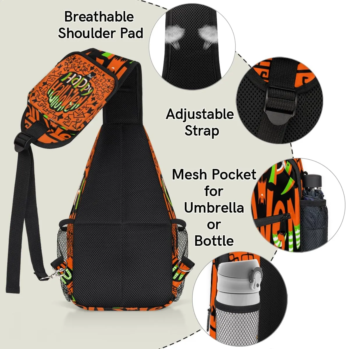 Sling Bag for Women Men Chest Shoulder Backpack Multipurpose Crossbody Bag Lightweight Travel Hiking Daypack