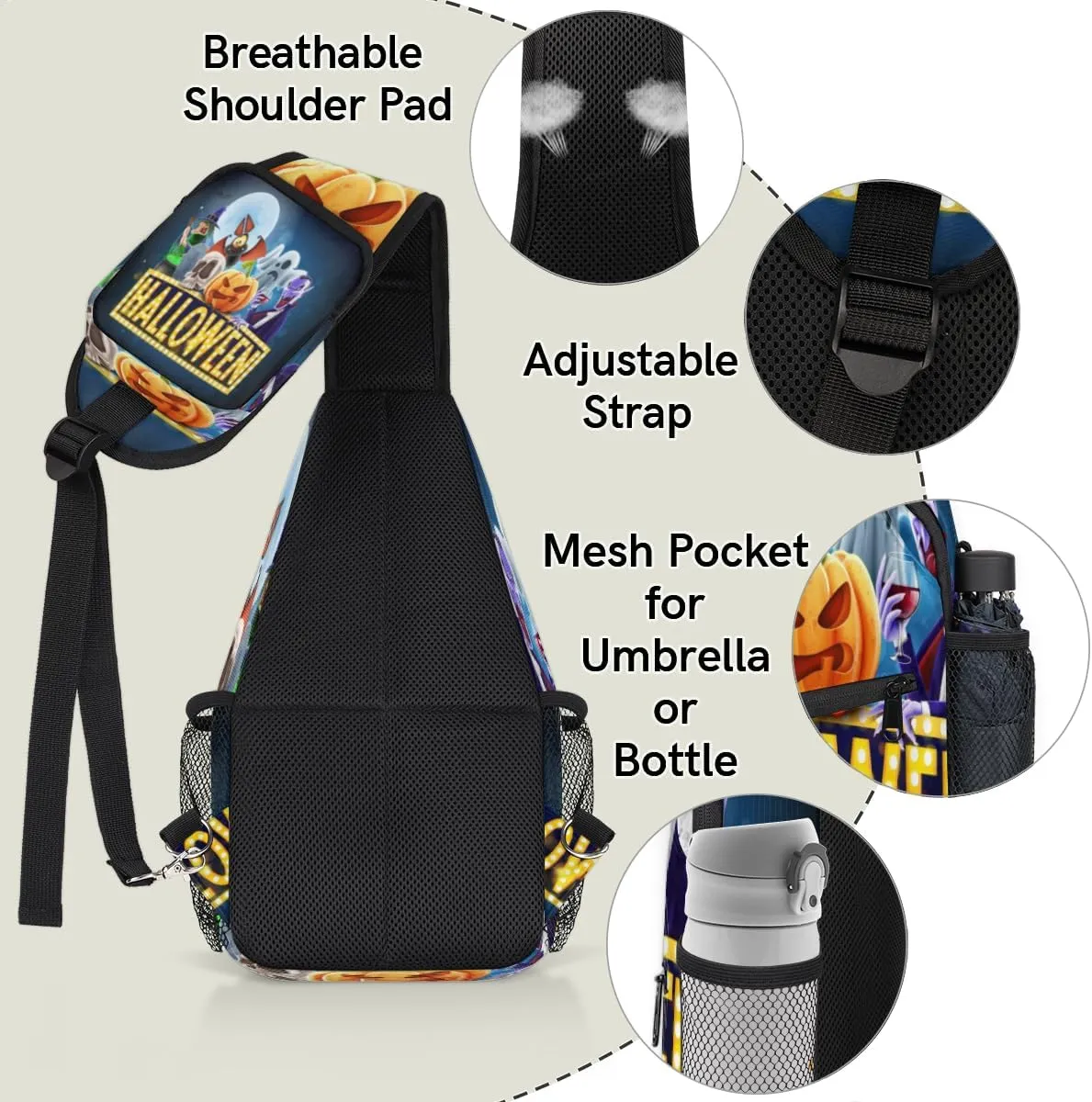 Sling Bag for Women Men Chest Shoulder Backpack Multipurpose Crossbody Bag Lightweight Travel Hiking Daypack