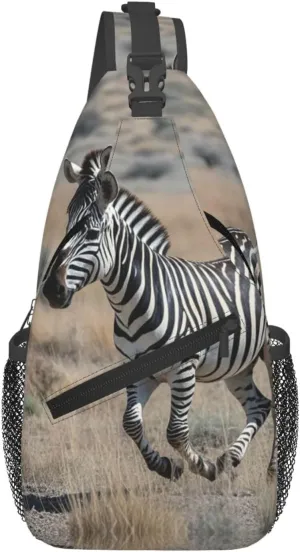 Sling Bag for Women Men Crossbody Bag Chest Bag Animal Zebra Sling Backpack Fanny Packs Travel Hiking Daypack
