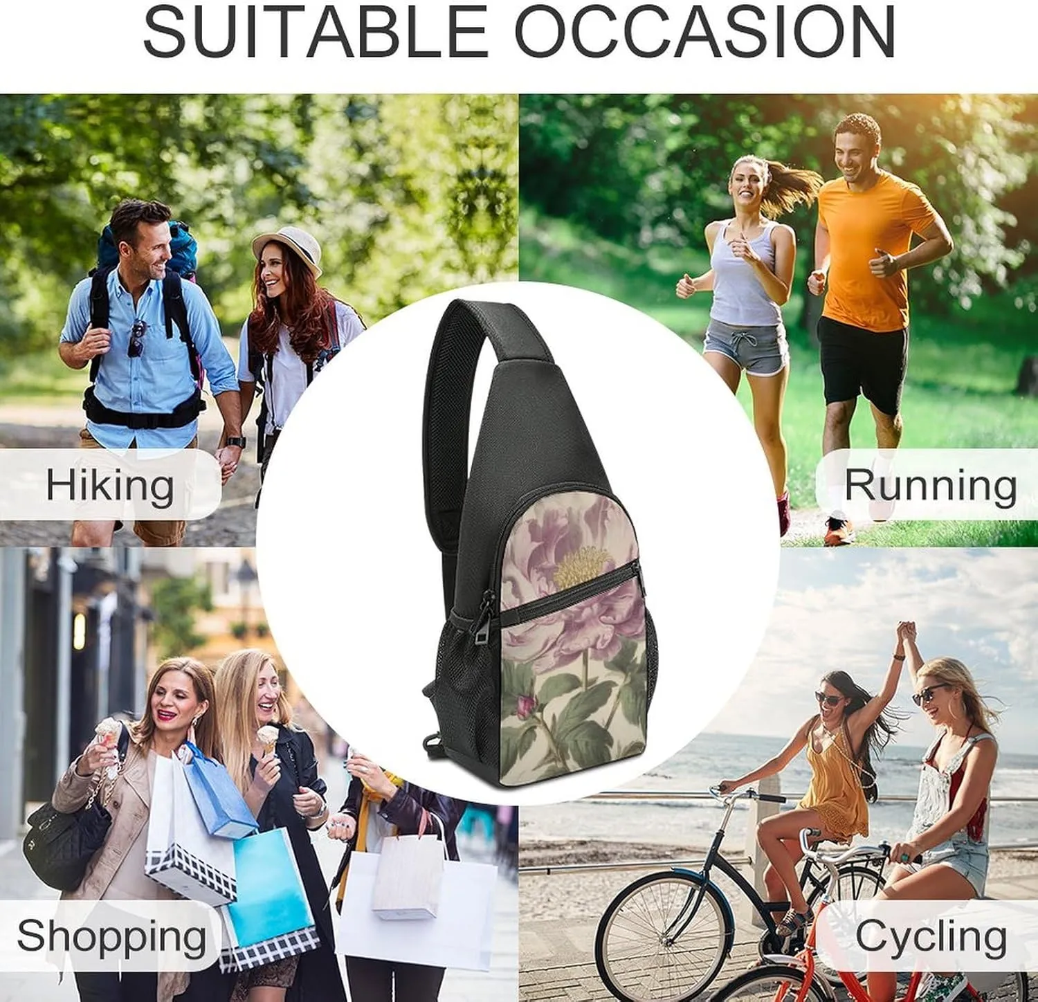 Sling Bag for Women Men Crossbody Bag Chest Bag Party Lights Sling Backpack Fanny Packs Travel Hiking Daypack