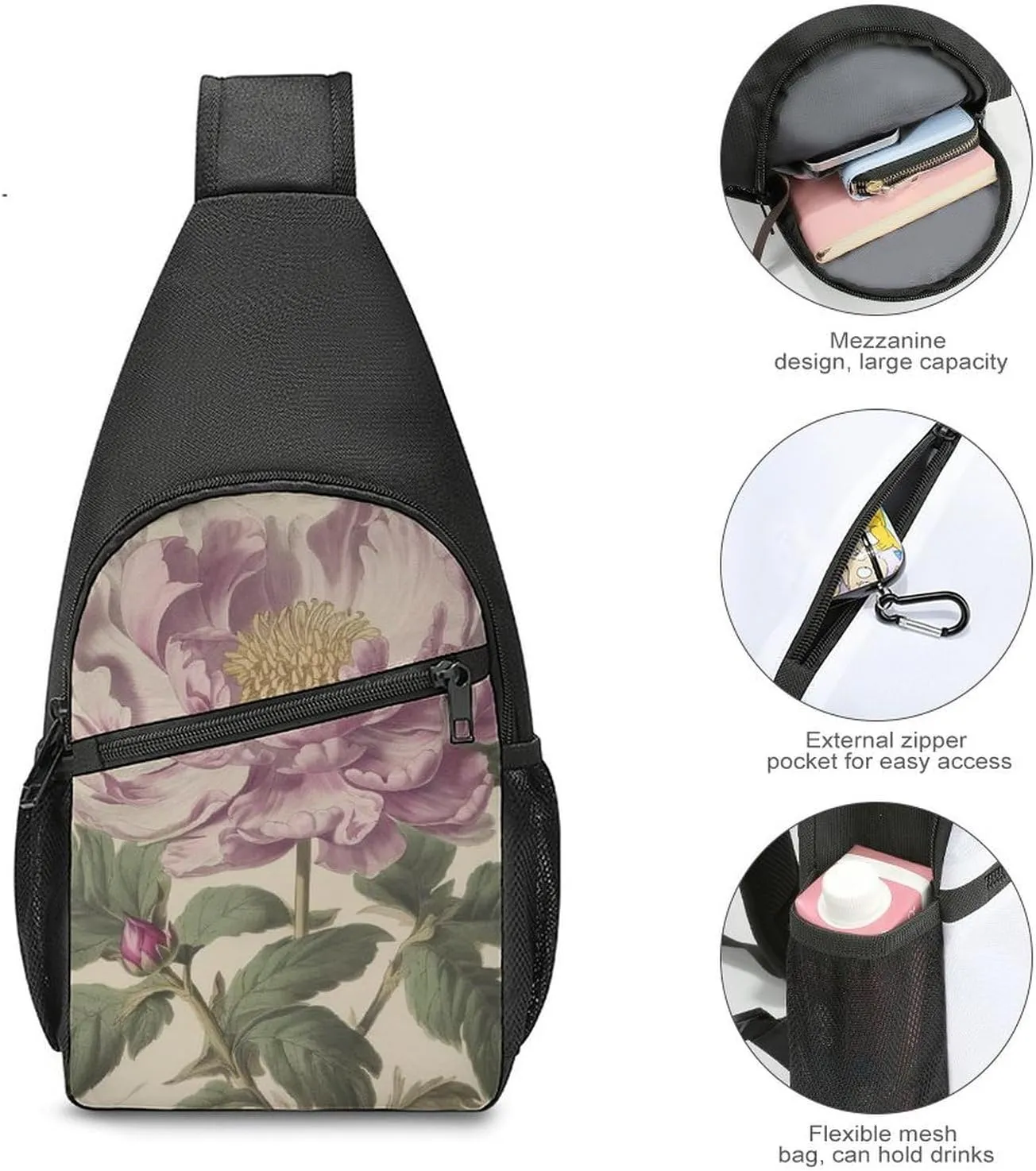 Sling Bag for Women Men Crossbody Bag Chest Bag Party Lights Sling Backpack Fanny Packs Travel Hiking Daypack
