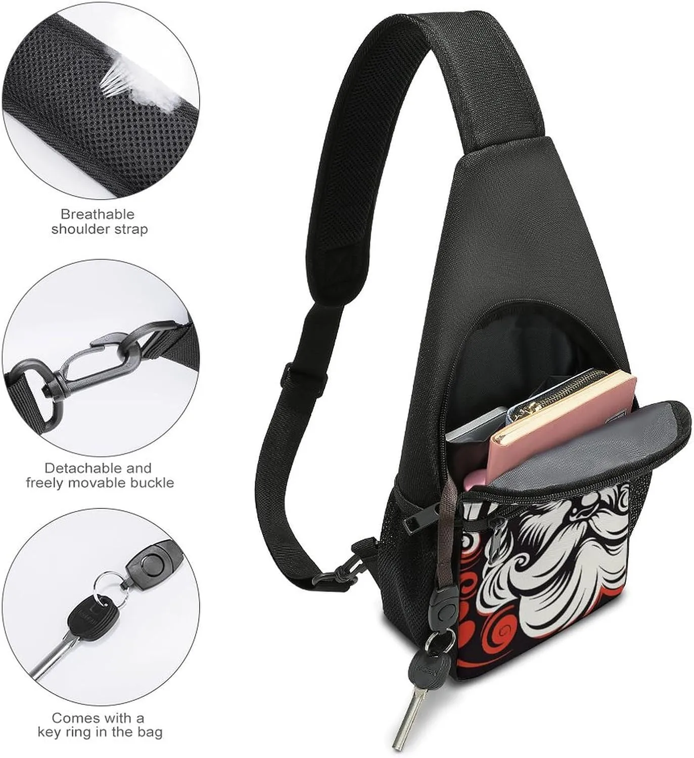 Sling Bag for Women Men Crossbody Bag Chest Bag Saguaros at Sunset Sling Backpack Fanny Packs Travel Hiking Daypack