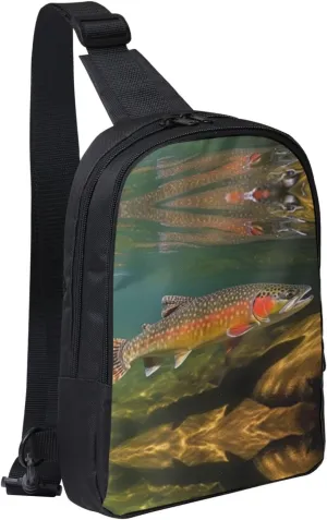 Sling Bag for Women Men Crossbody Bag Fashion Waist Bag Brook Trout Fly Fishing Chest Bag Adjustable Fanny Pack