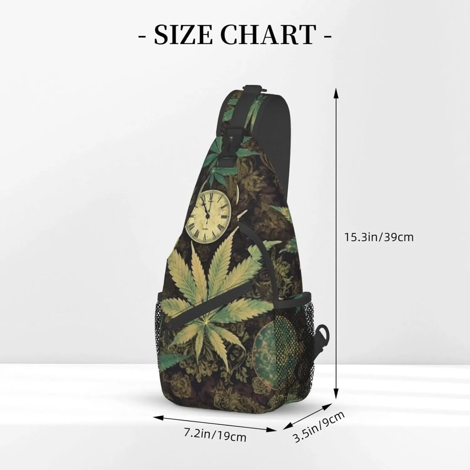 Sling Bag for Women Men Crossbody Bag Small Sling Backpack A Puff in Time Weed Marijuana Chest Bag Hiking Daypack