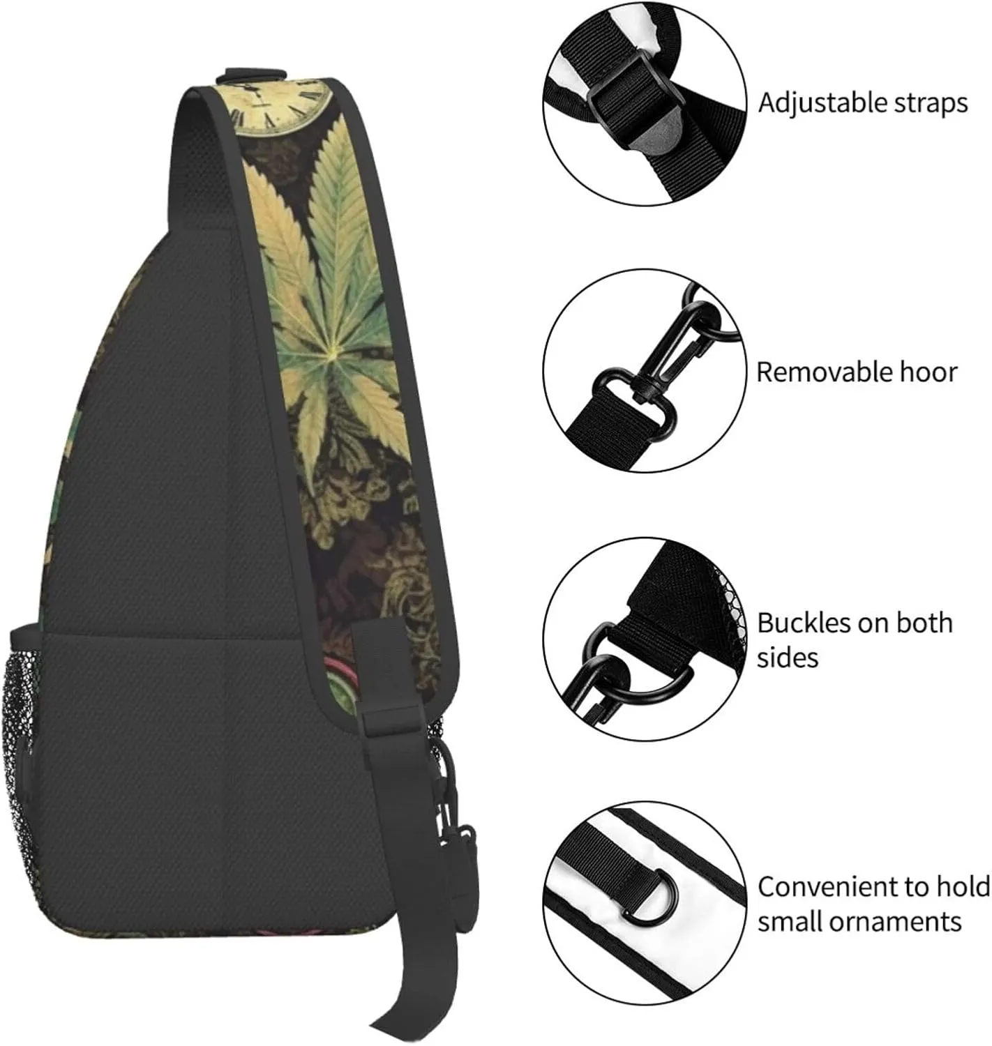 Sling Bag for Women Men Crossbody Bag Small Sling Backpack A Puff in Time Weed Marijuana Chest Bag Hiking Daypack