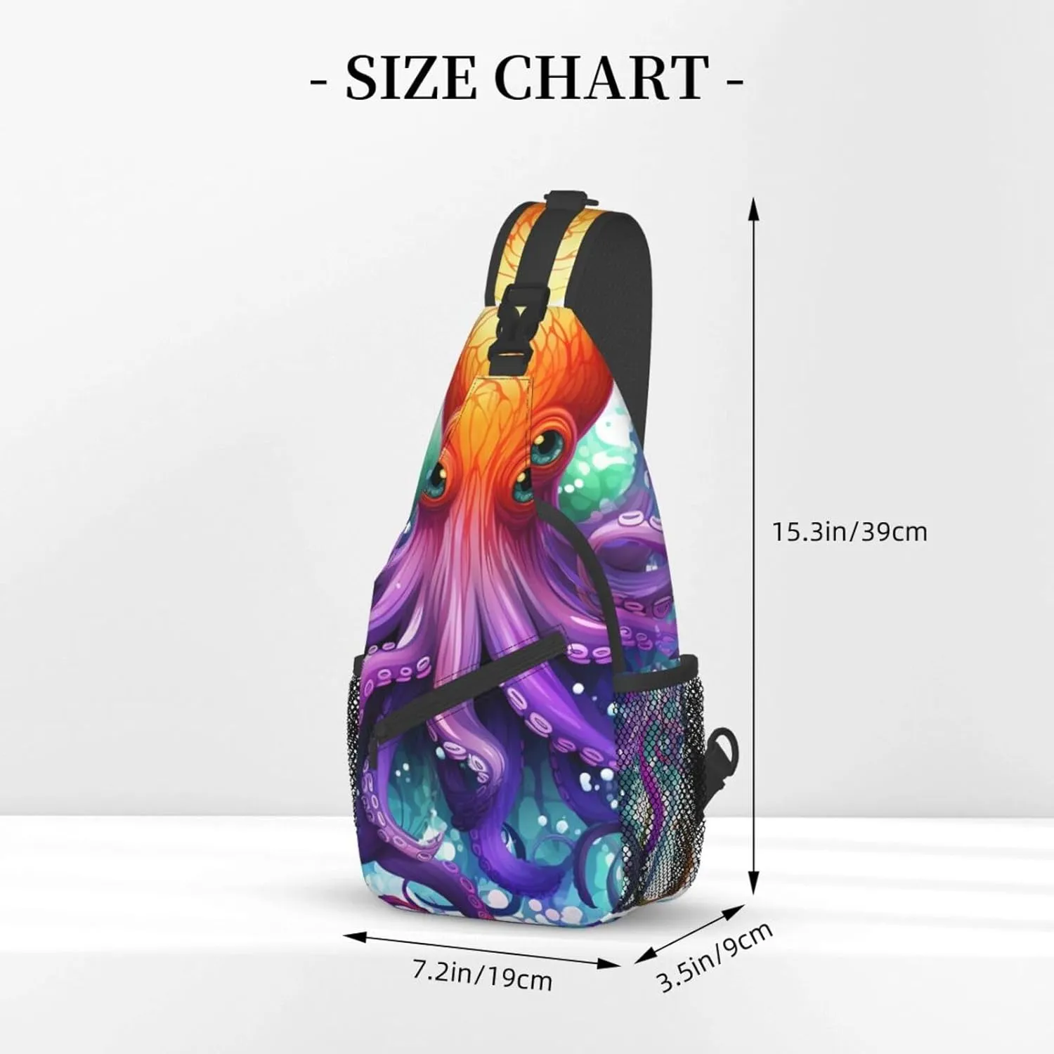 Sling Bag for Women Men Crossbody Bag Small Sling Backpack Colorful Octopus Chest Bag Hiking Daypack