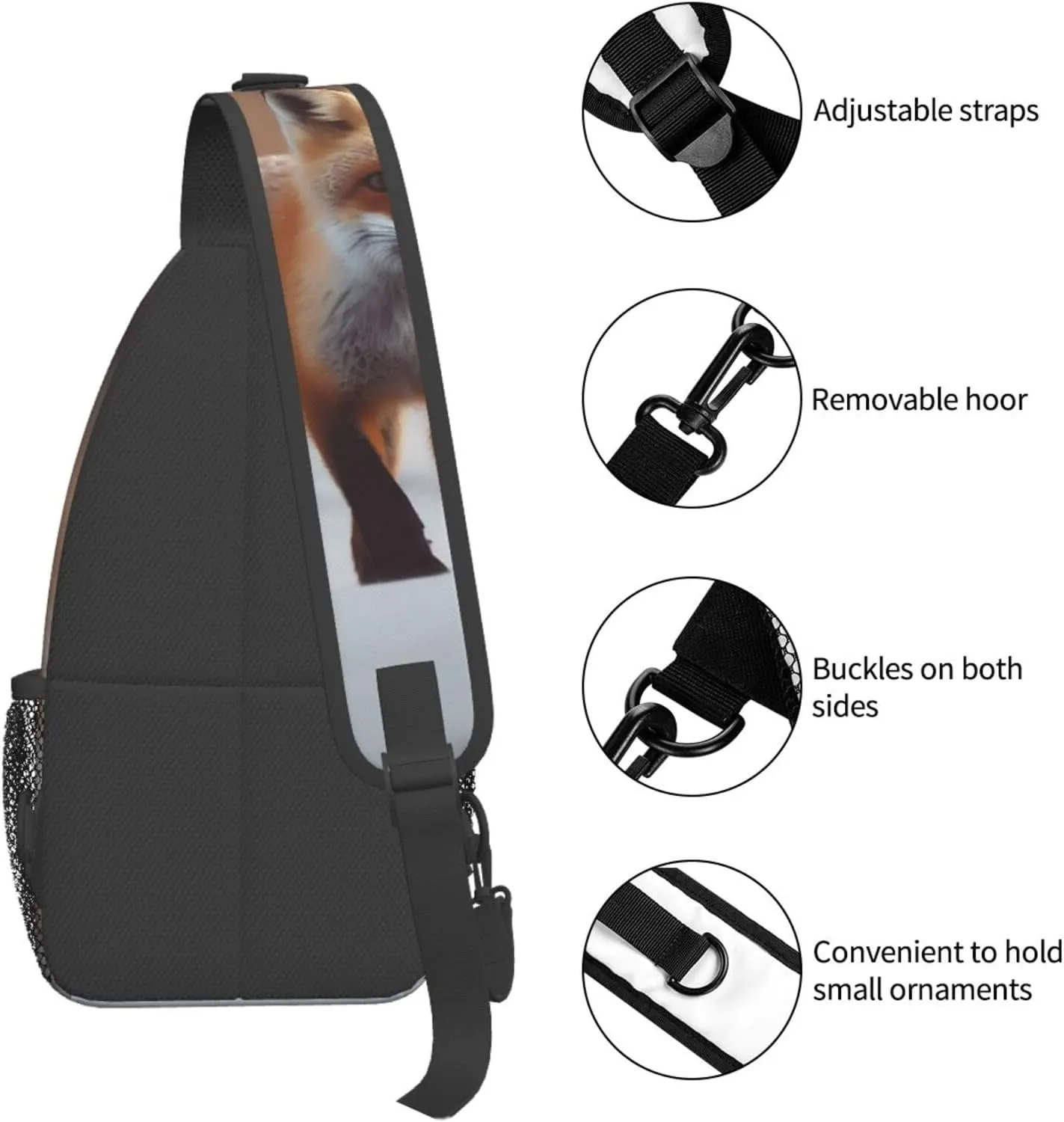 Sling Bag for Women Men Crossbody Bag Small Sling Backpack Cute fox Chest Bag Hiking Daypack